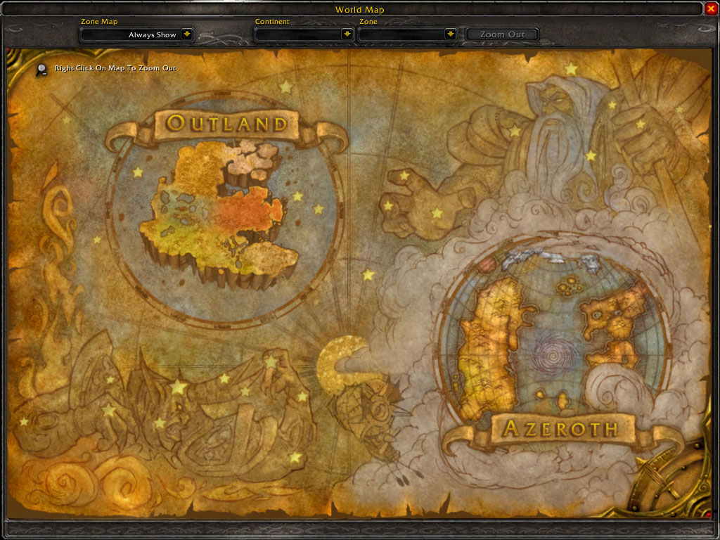 mapa Azeroth a Outlands